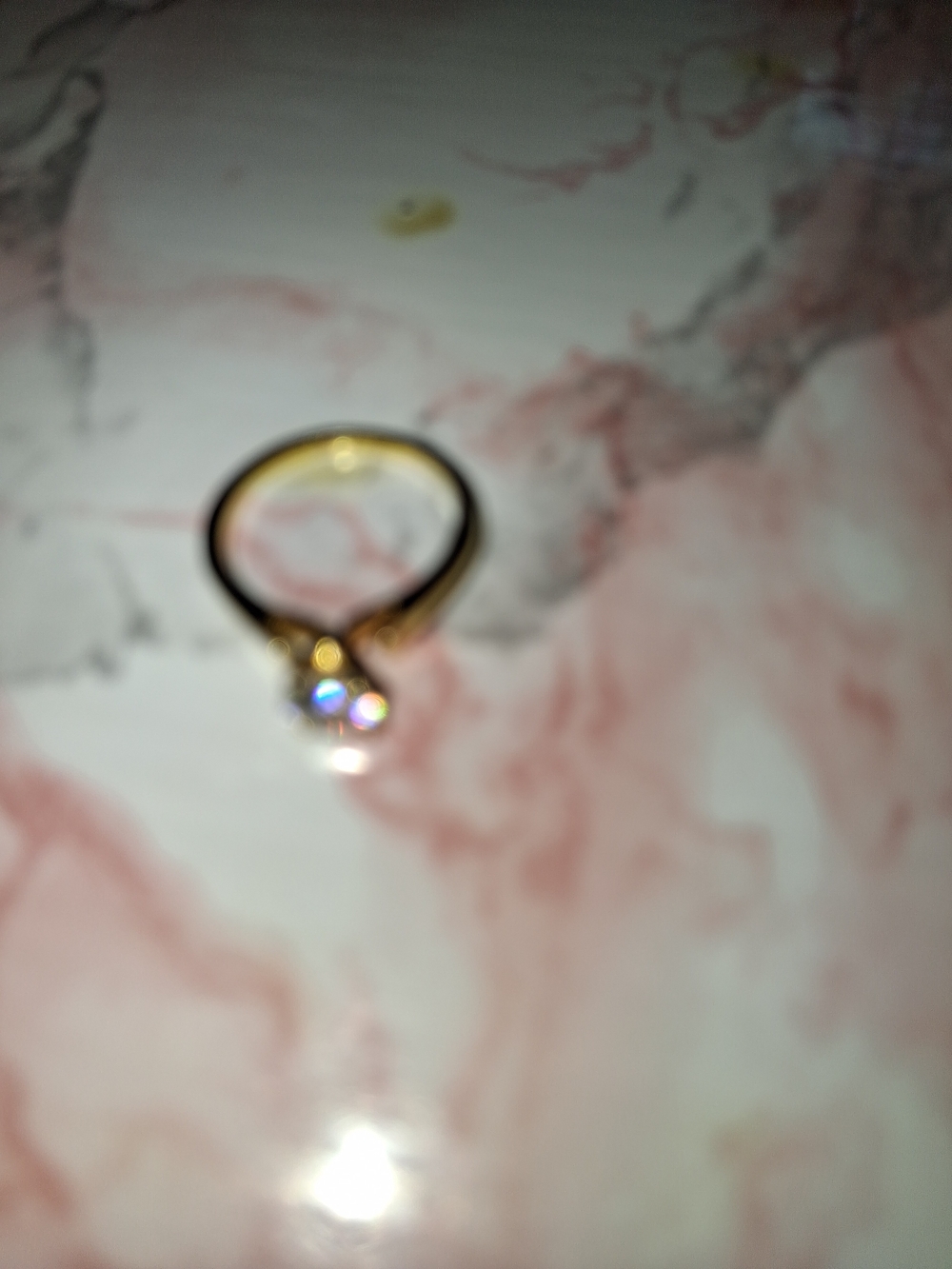 Source Unknown Gold-Tone Ring with Clear Round-Cut Stone - Picture 2 of 12